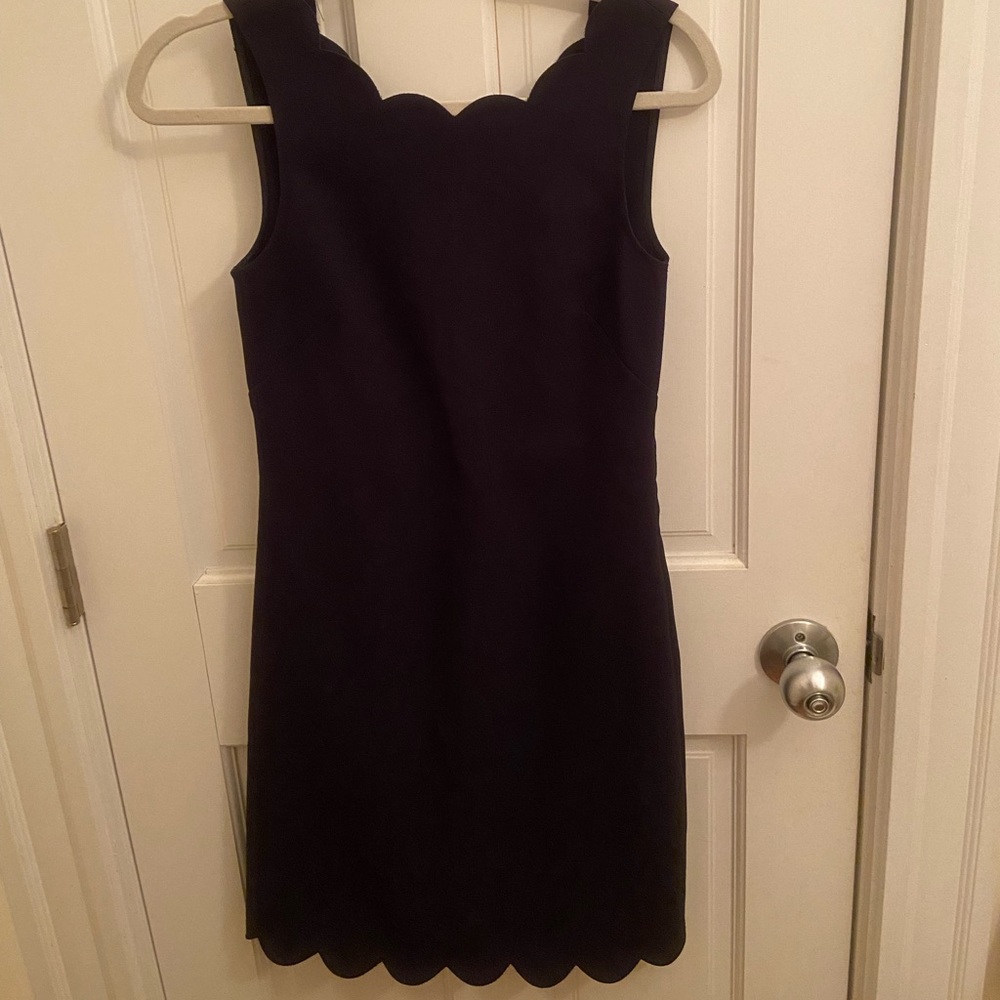 J.Crew Navy Scalloped Hem Shift Dress